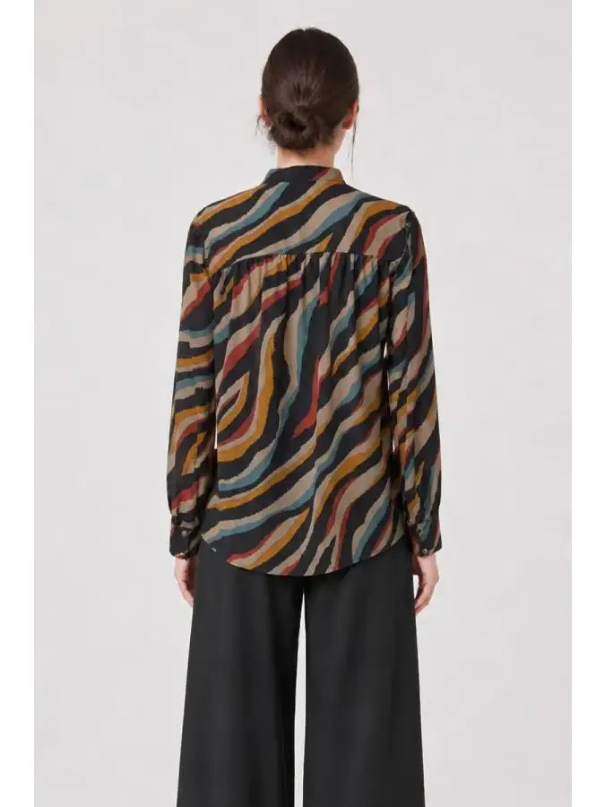 Zebra Print Keyhole Blouse