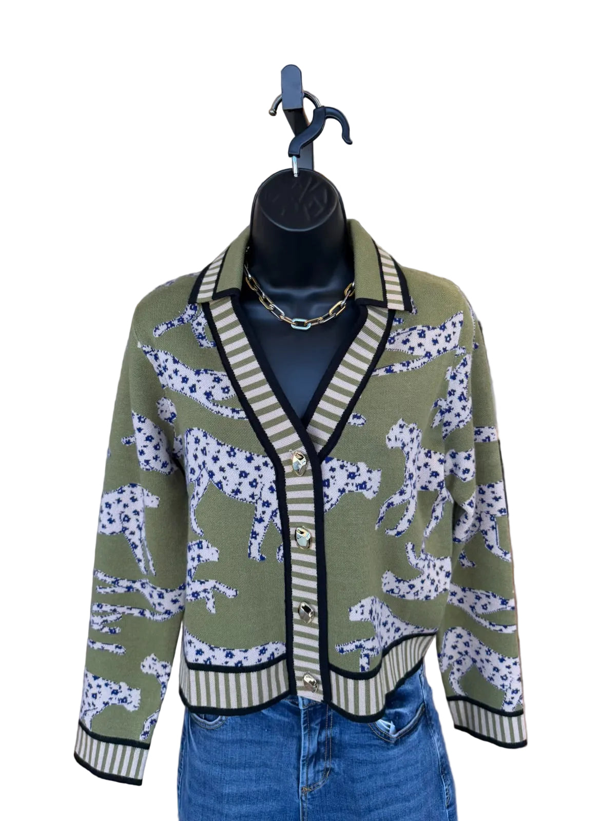 Olive Leopard Cardigan