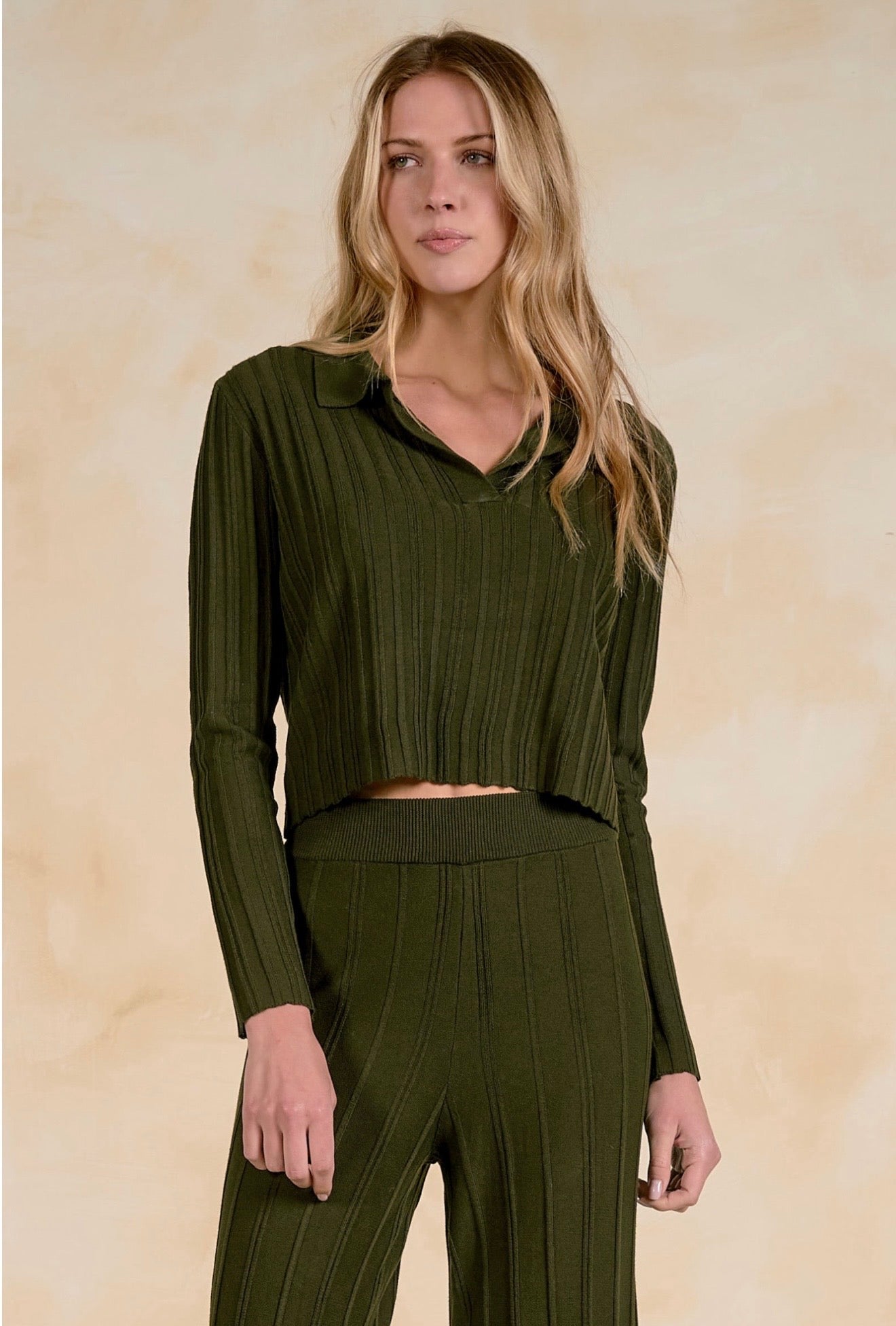 V Neck Ribbed Top
