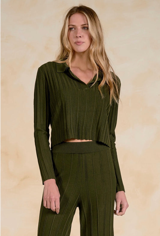 V Neck Ribbed Top