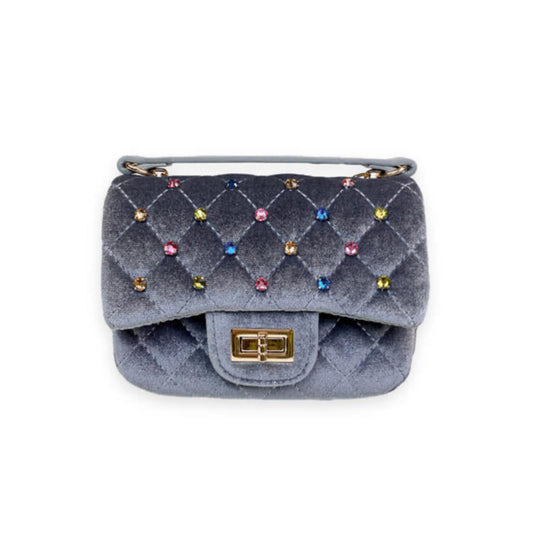 Grey Studded Velvet Purse