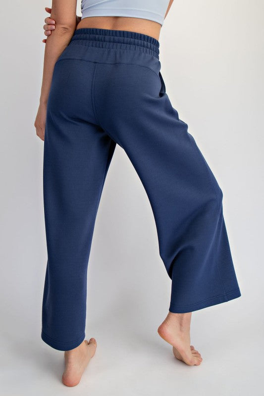 Navy Wide Leg Crop Pant
