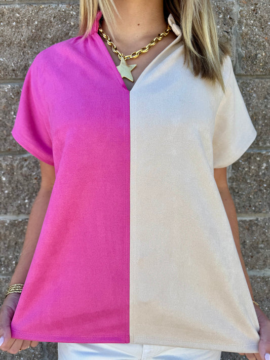 Paige Colorblock Suede Top