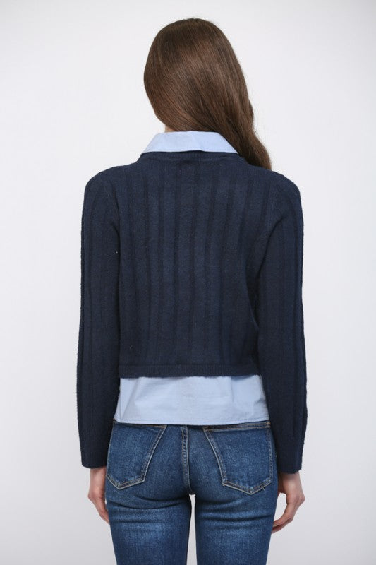 Denim Patch Pocket Sweater