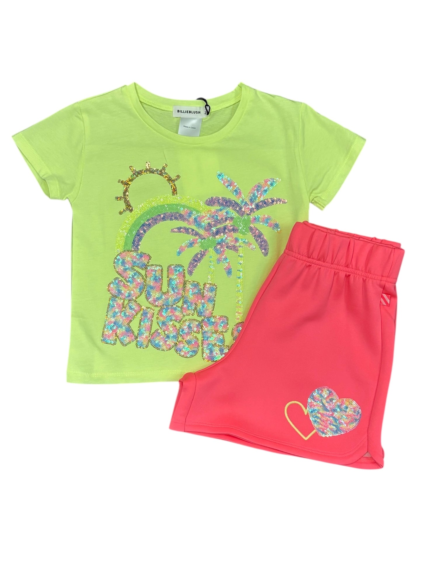 Fuchsia Sequin Heart Shorts