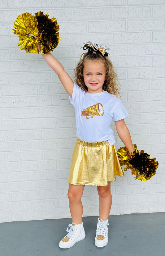 Gold Megaphone Sequin Tee