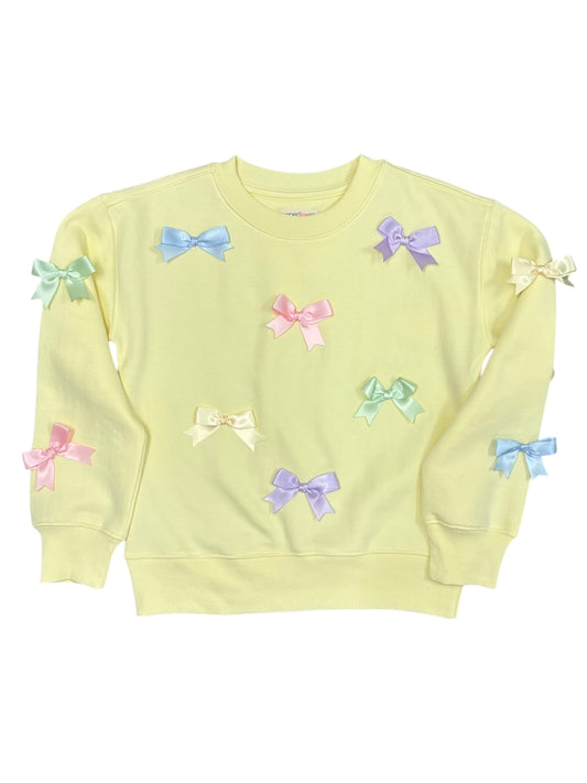 Satin Bows All Over Sweatshirt Lemon Icing