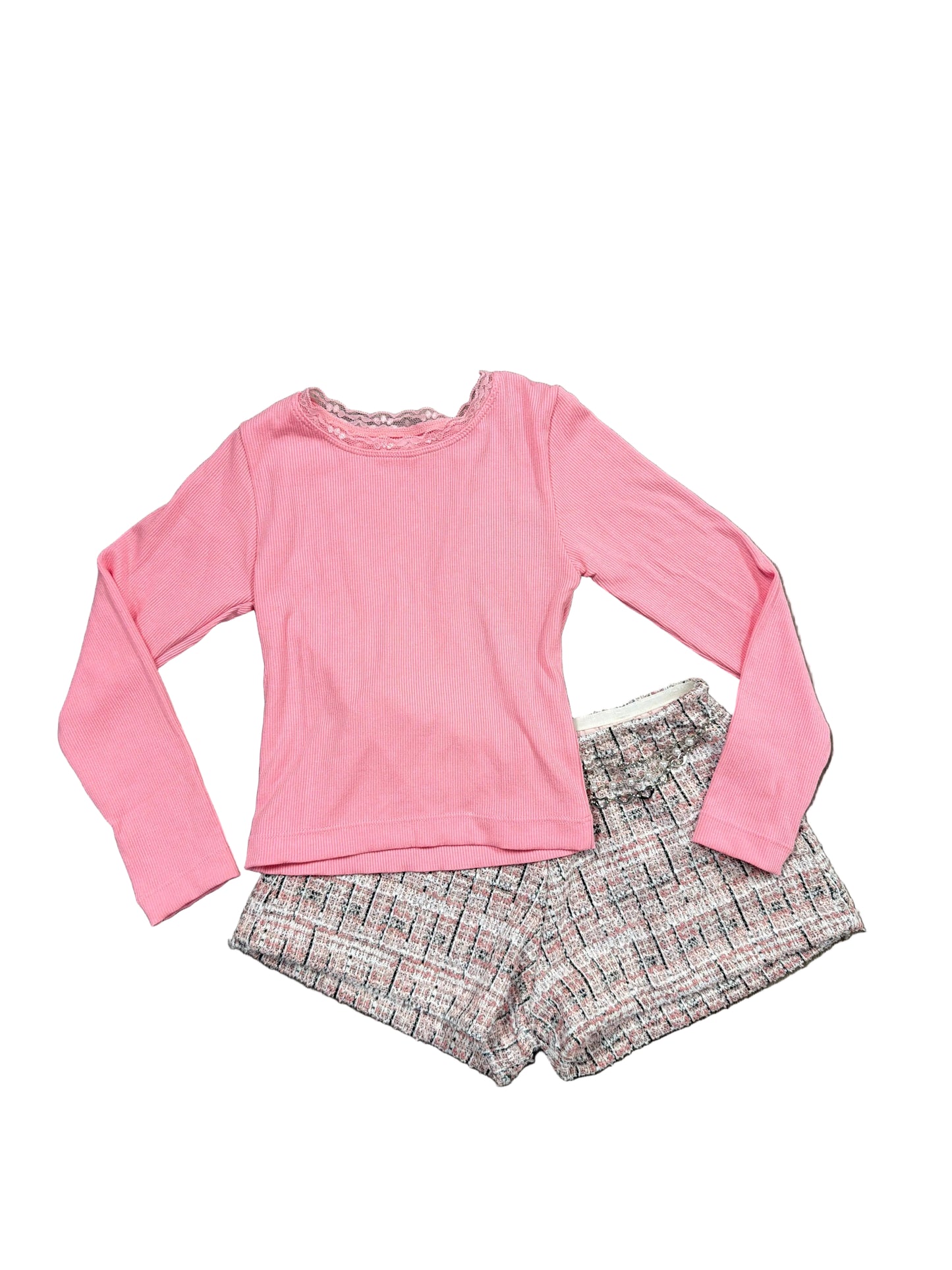 Light Pink Ribbed LS Tee