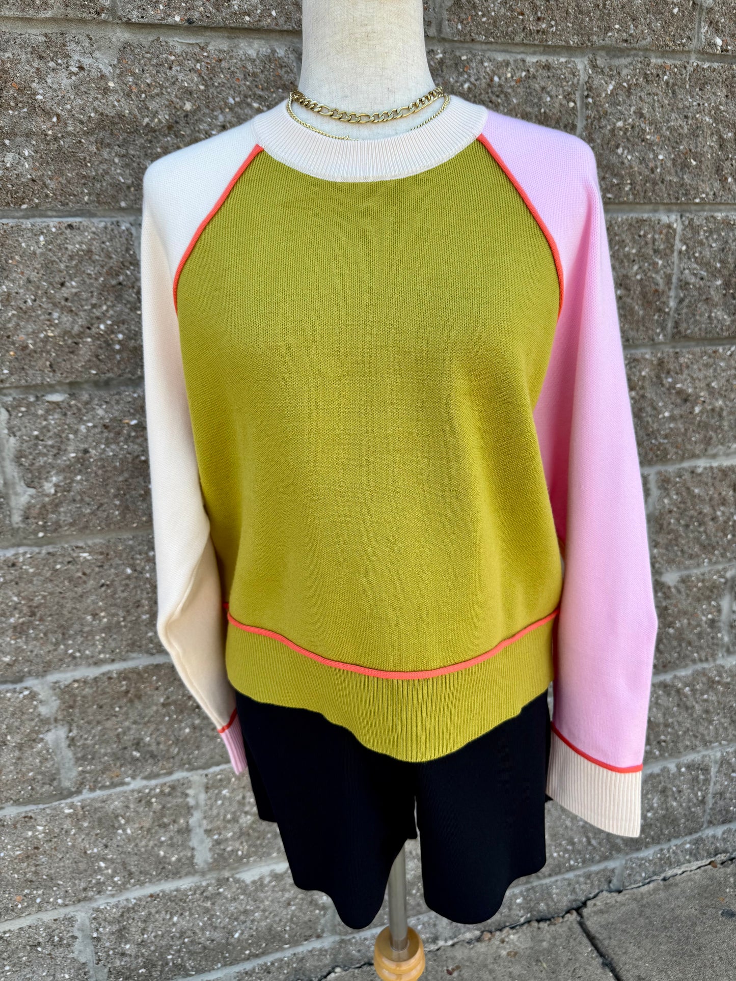 Chloe Green Colorblocked Sweater