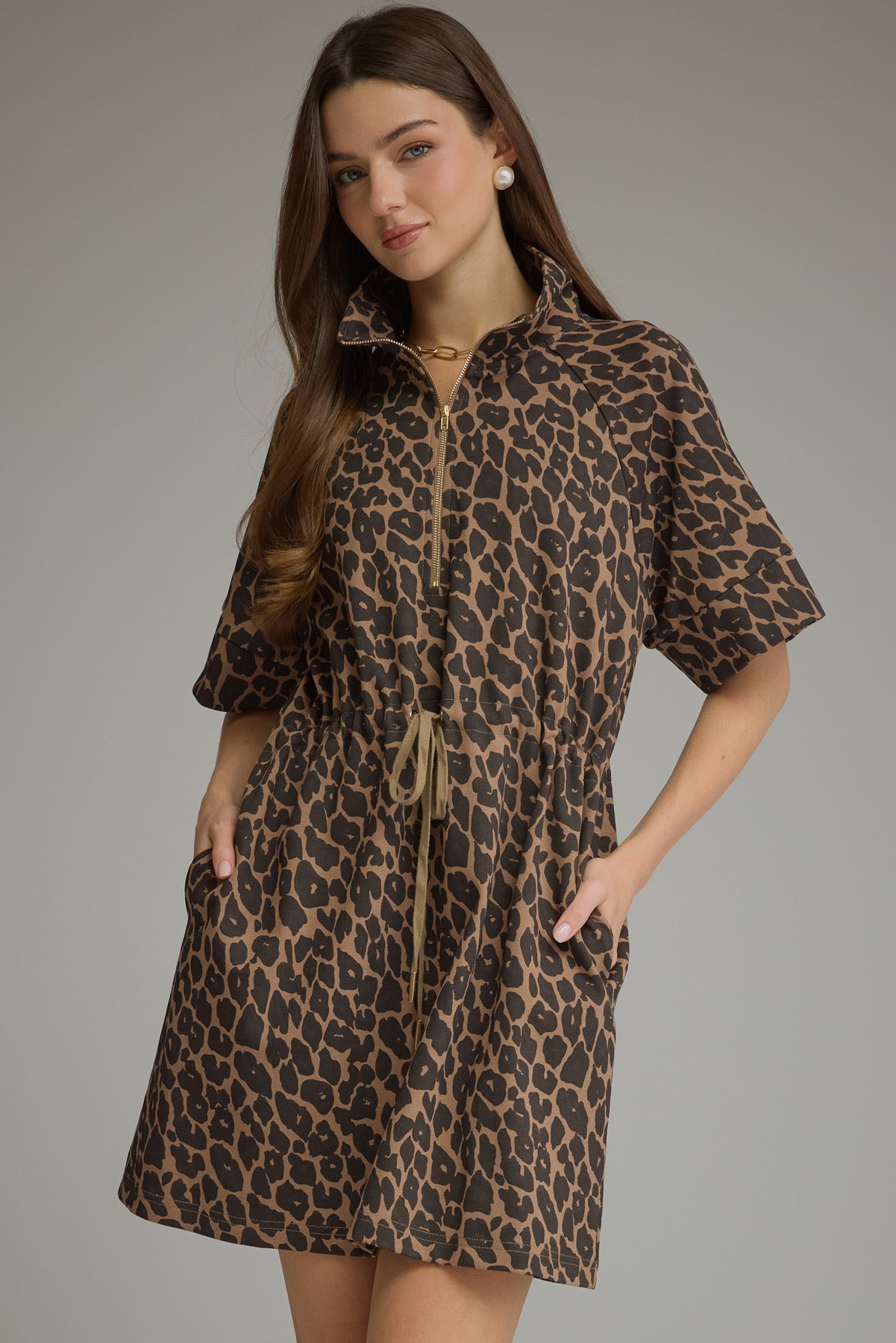Leopard Drawstring Dress