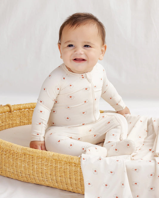 Bamboo Zip Footie - Valentines
