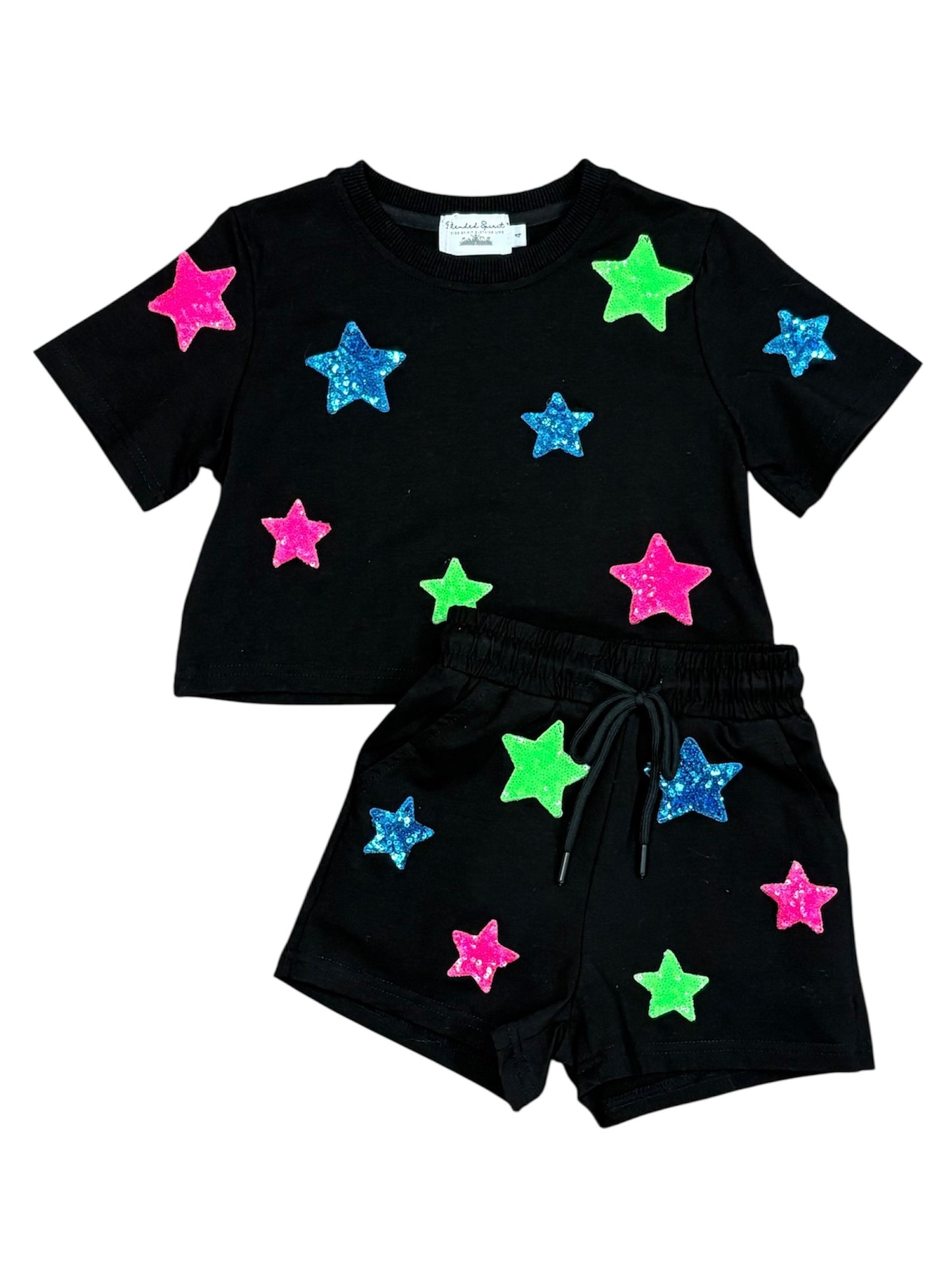 Neon Stars Black Short Set