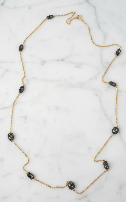 Gold/Hematite CZ Necklace - 36"