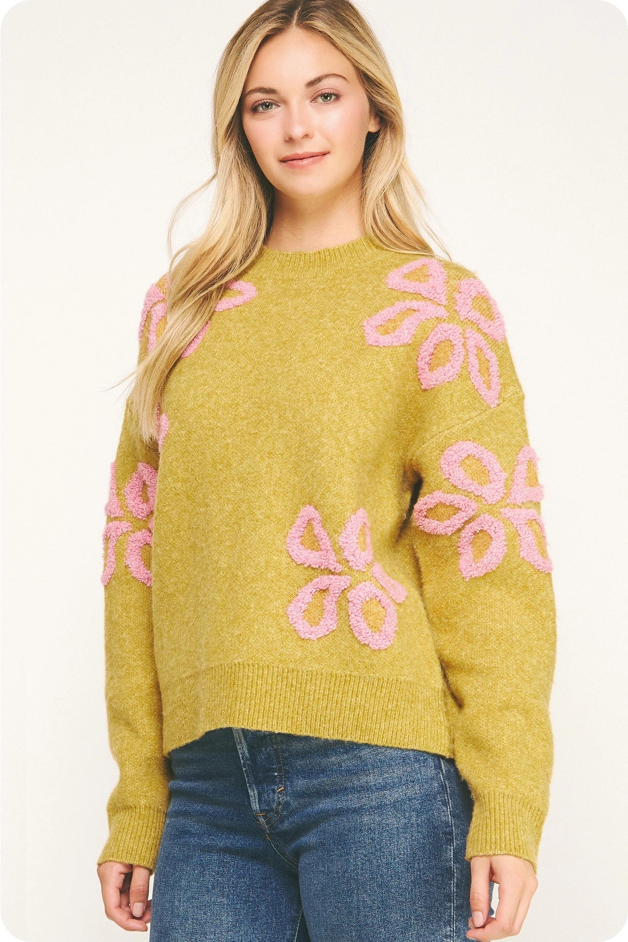 Chartreuse Floral Sweater