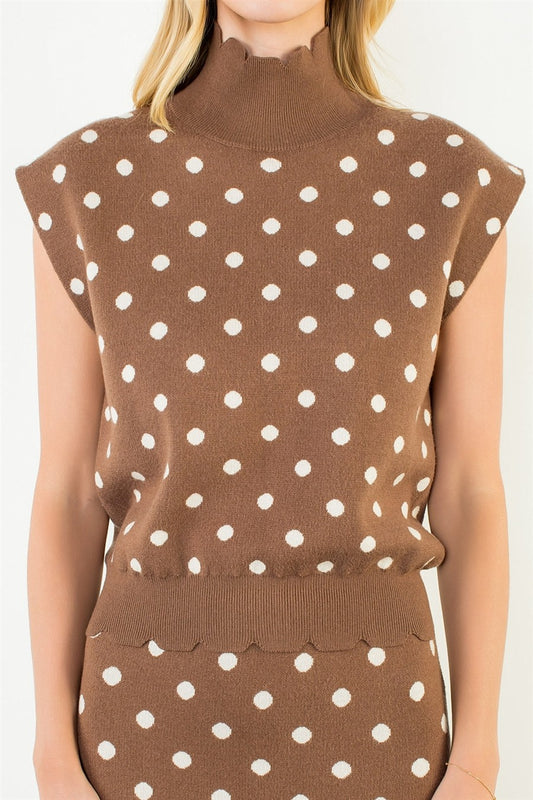 Sleeveless Polka Dot Knit Top