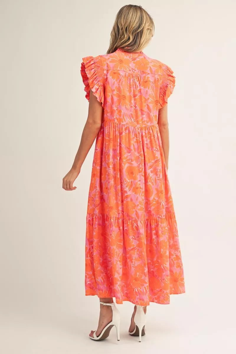 Orange Floral Maxi Dress