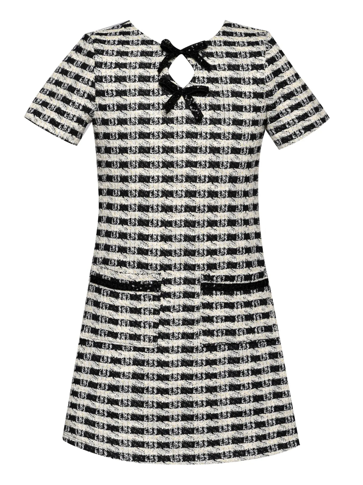 Houndstooth A-Line Dress W/ Sequin Trim