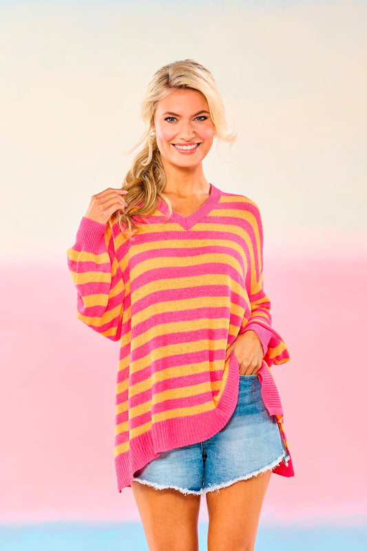 Pink/Orange Stripe Archie Sweater