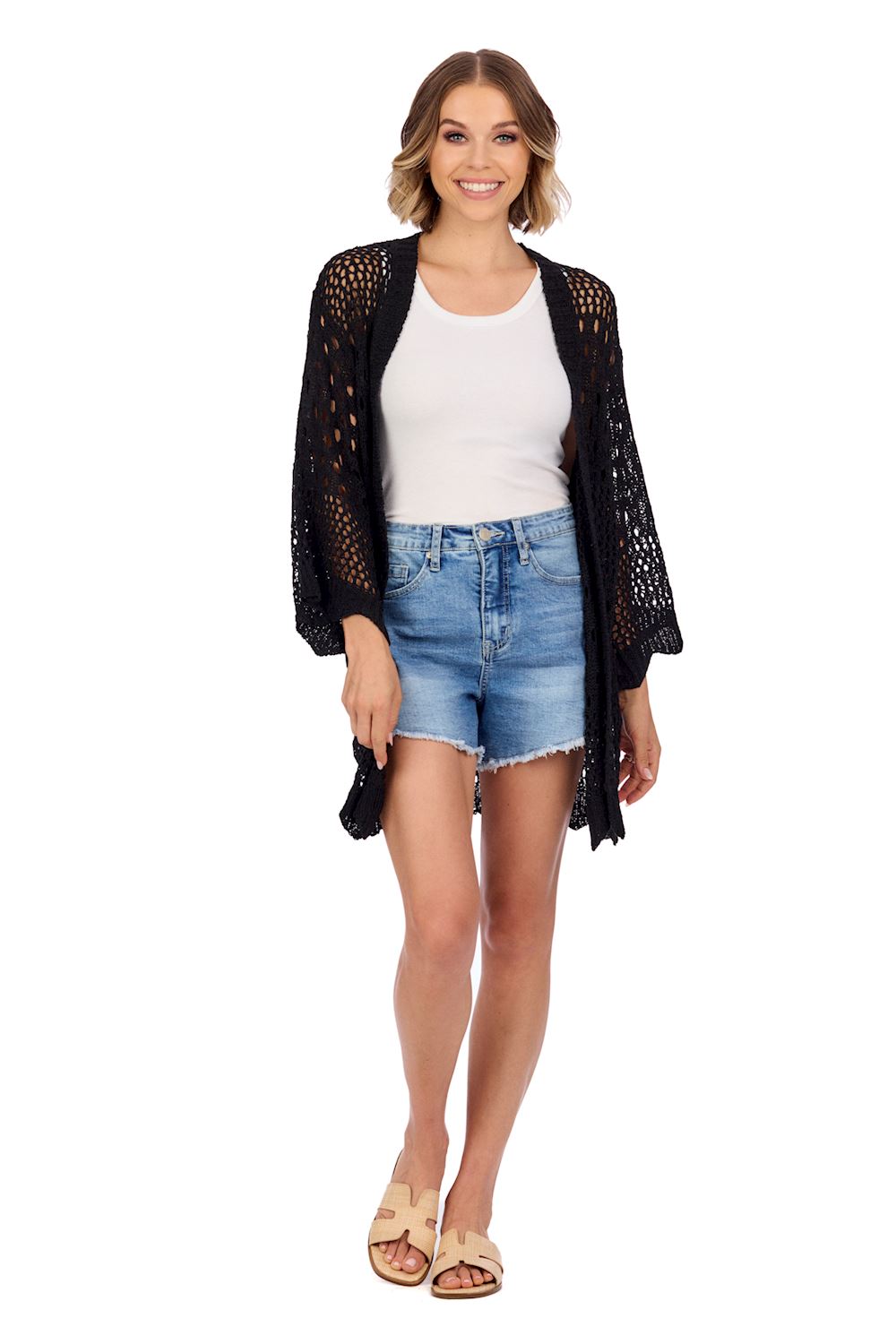 Black Jeanie Crochet Cardigan