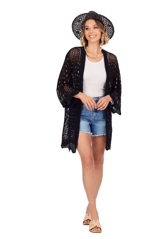Black Jeanie Crochet Cardigan