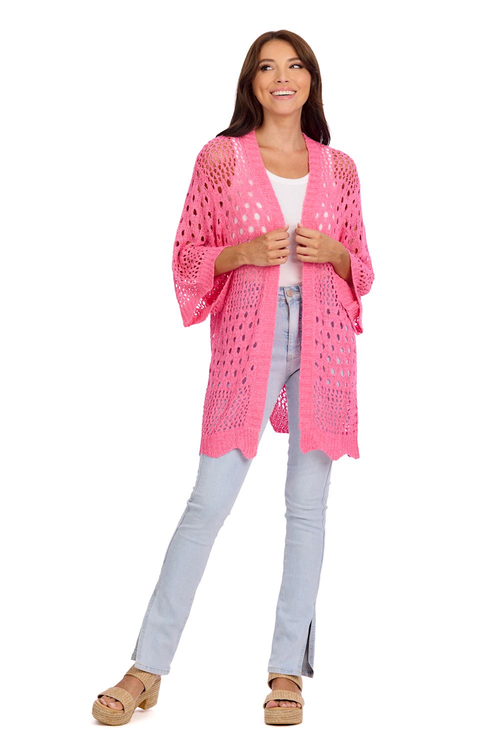 Pink Jeanie Crochet Cardigan