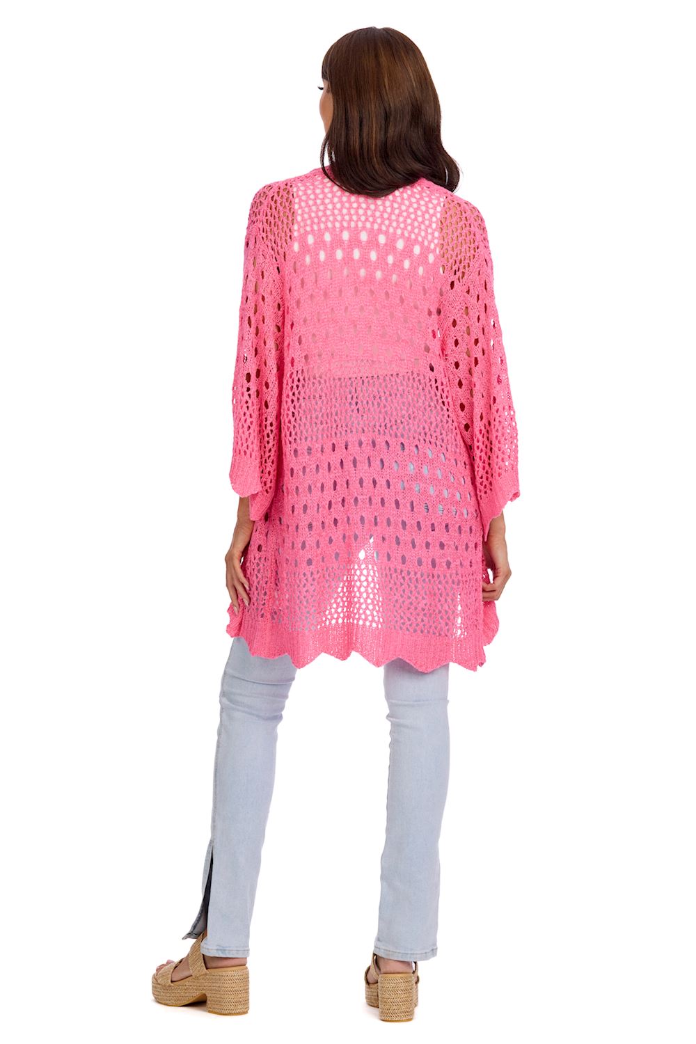 Pink Jeanie Crochet Cardigan