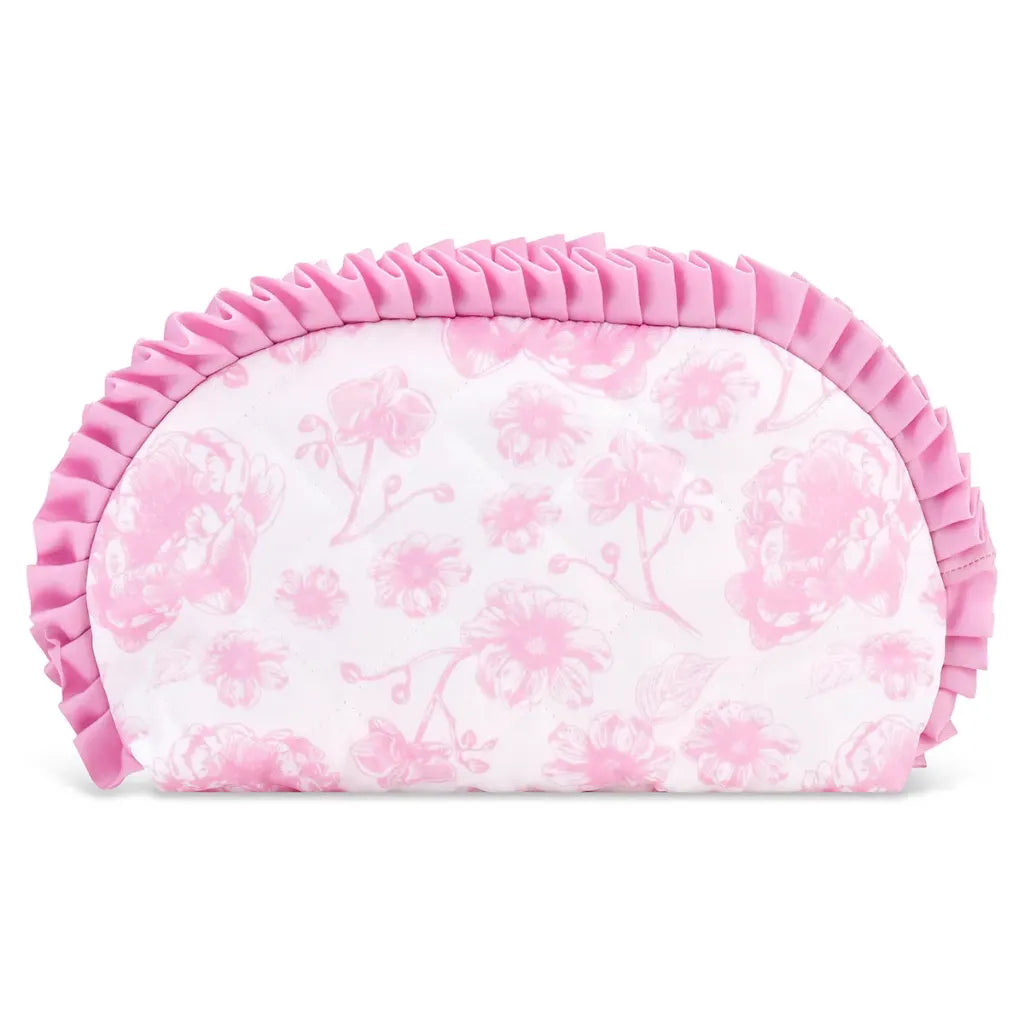 Pretty In Pink Toile Oval Cosmetic Bag