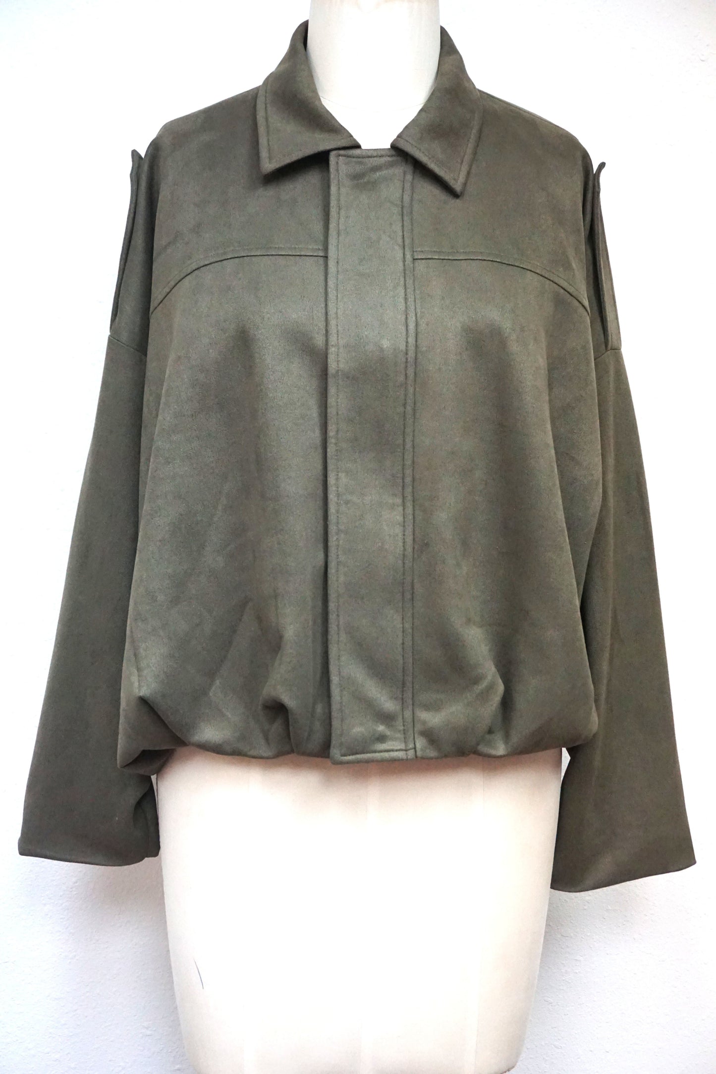 Olive Suede Bubble Jacket