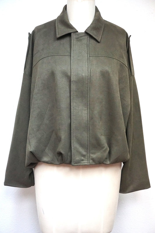 Olive Suede Bubble Jacket