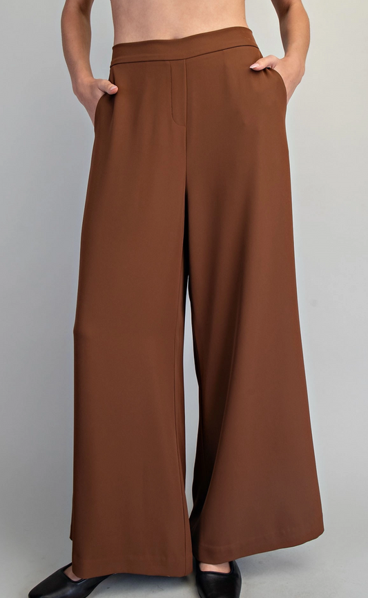 Solid Wide Leg Pants