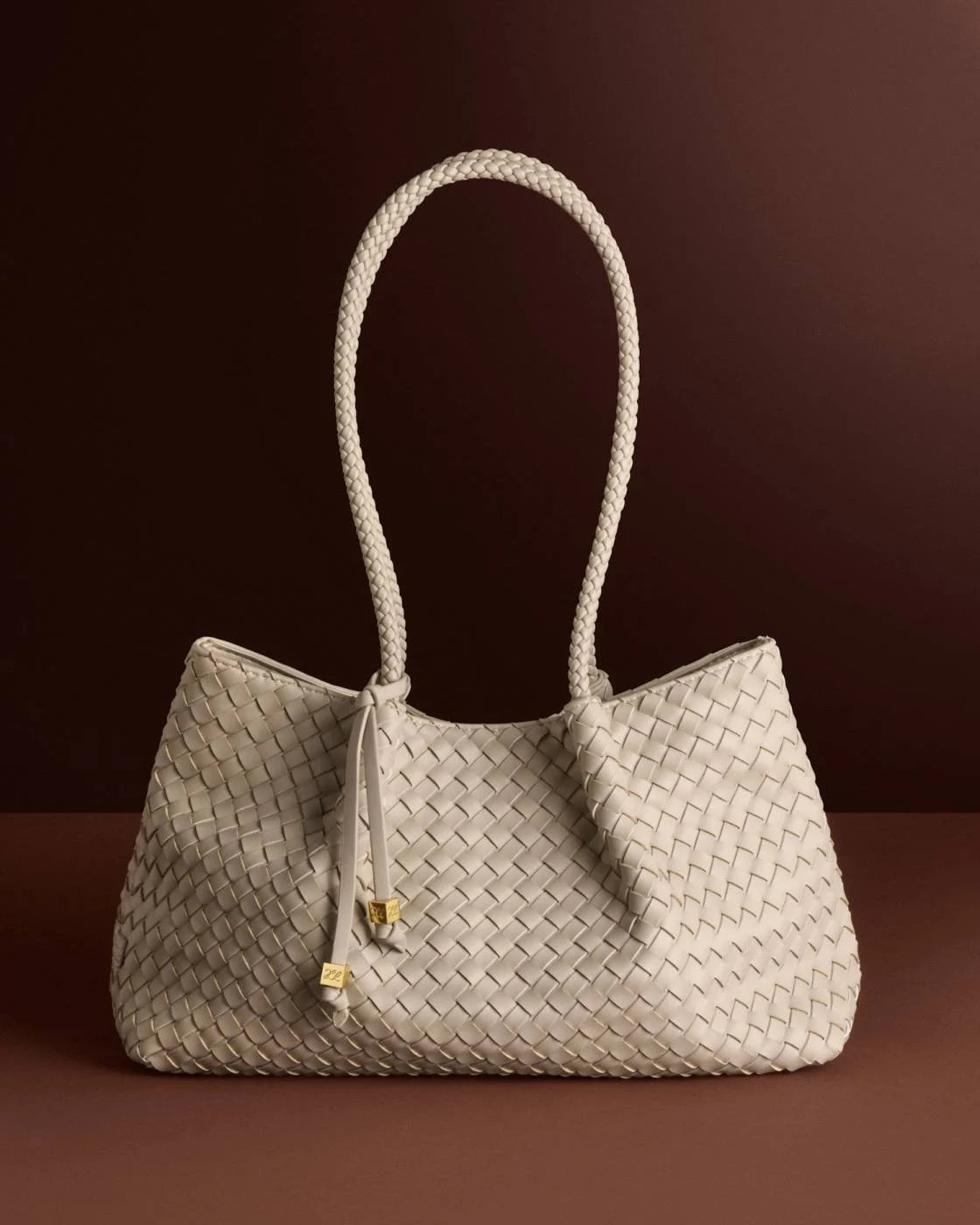 Nova Hand Woven Small Shoulder Tote in Oyster