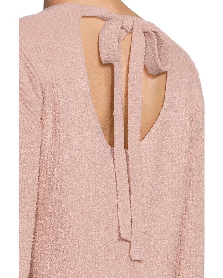 Barefoot Dreams CozyChic Lite Ribbed V Neck Pullover With Tie In The Back - Teaberry