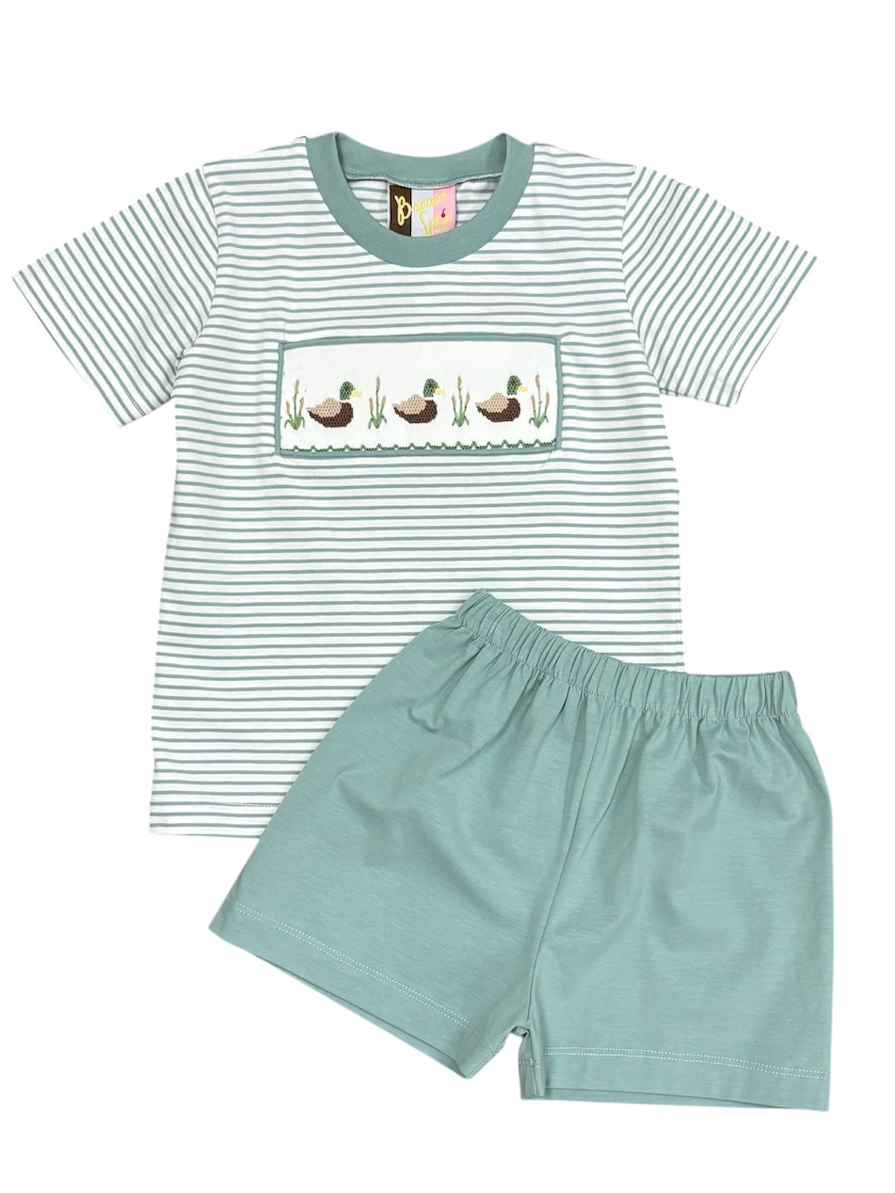 Mallard Duck Smocked Boy Short Set