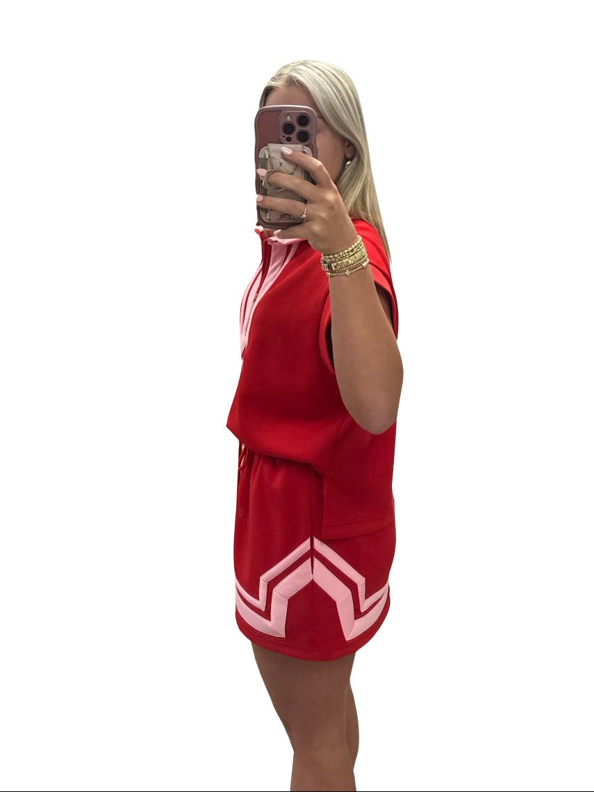Red Skirt Set