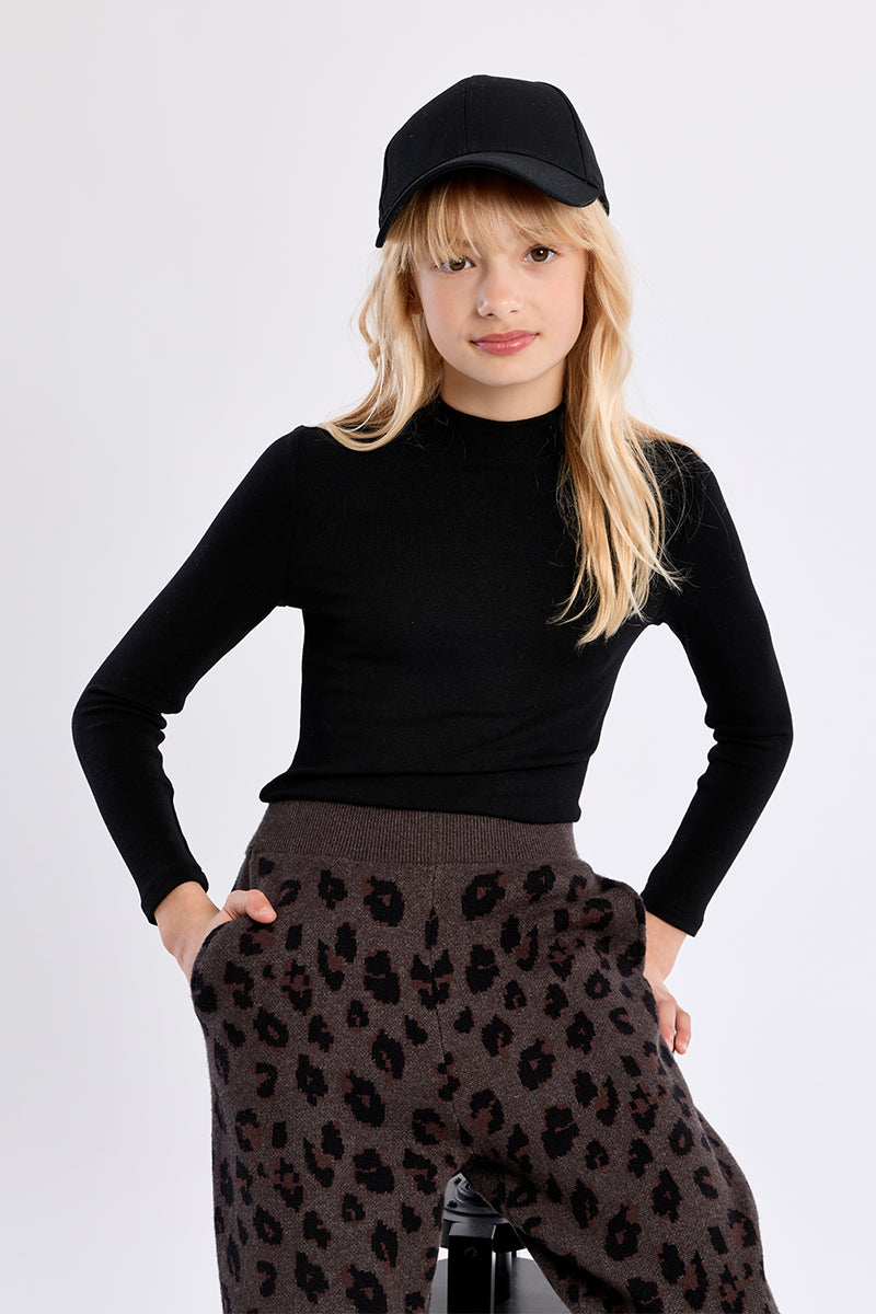 Black Long Sleeve Knitted Shirt