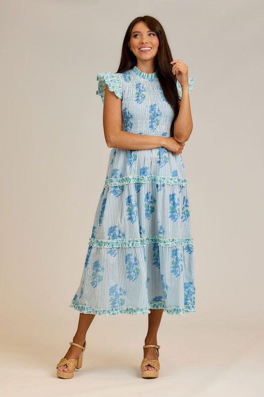 Floral Perin Smocked Midi Dress