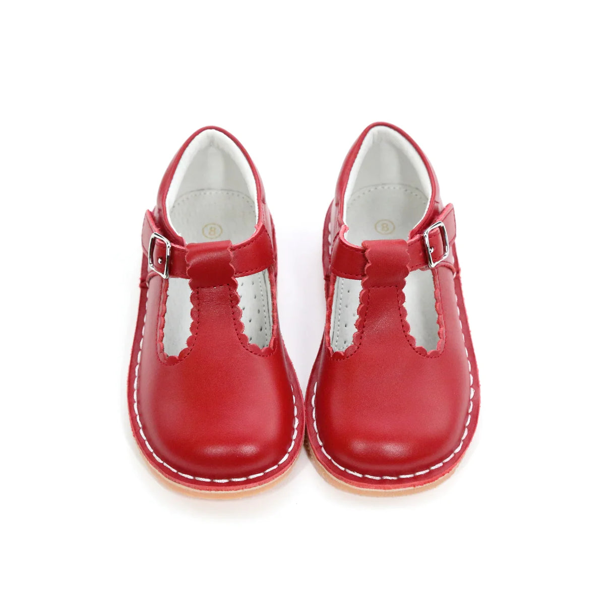 Red Selina Scalloped T-Strap