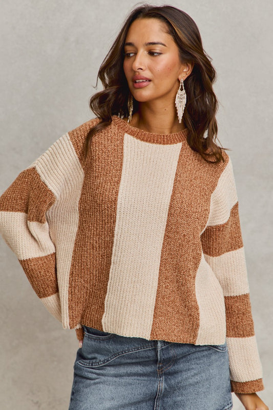 Camel Striped Sweater