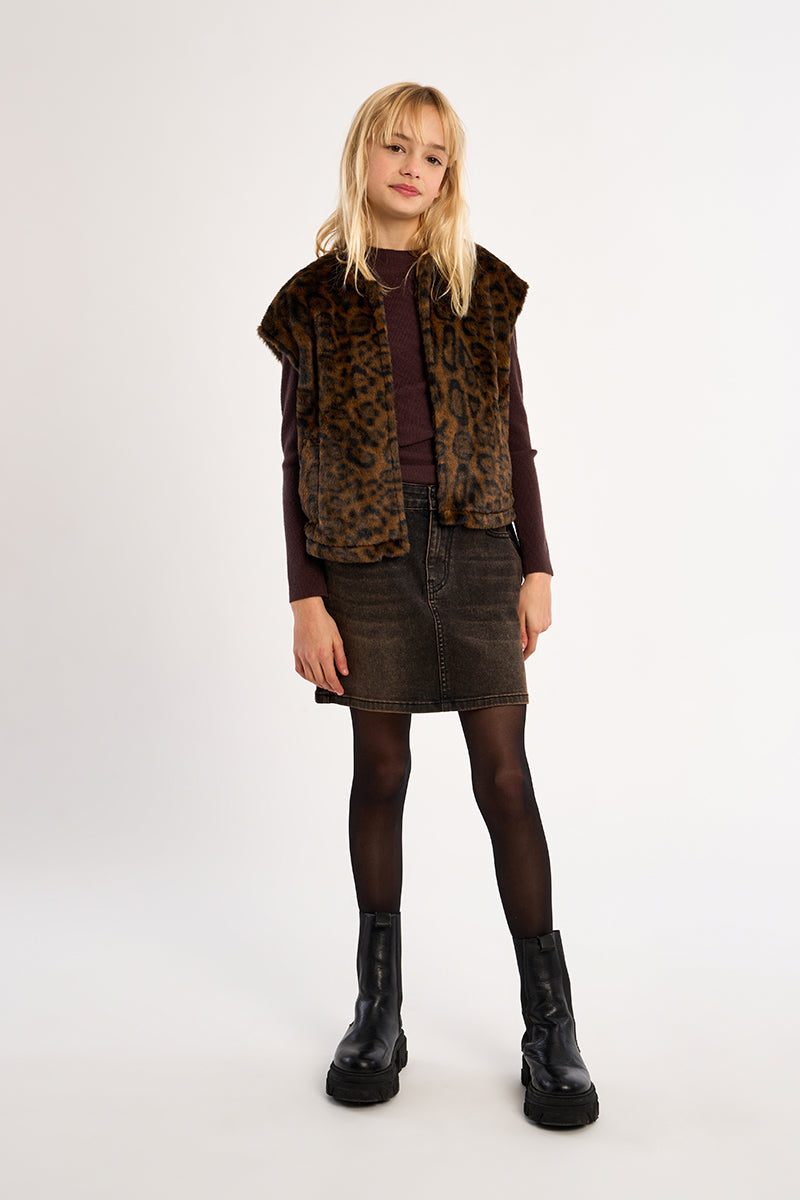 Chocolate Woven Sleeveless Jacket