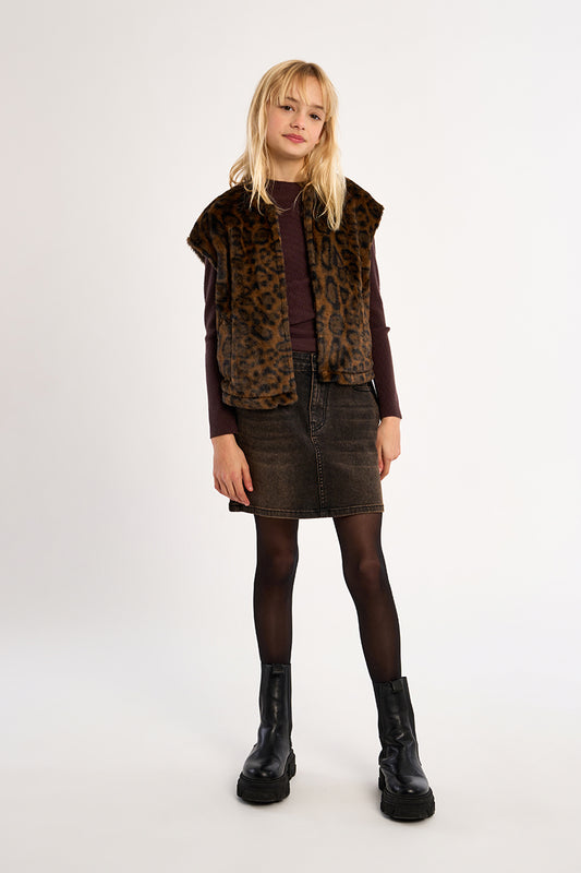 Chocolate Woven Sleeveless Jacket