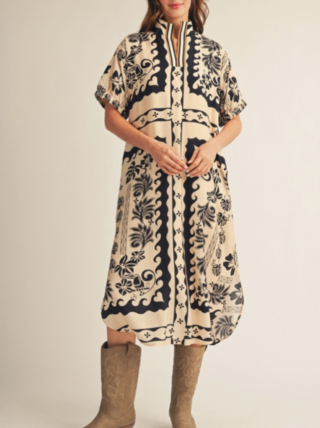 Short Sleeve Boho Floral Dress