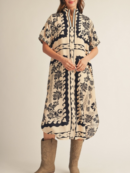 Short Sleeve Boho Floral Dress