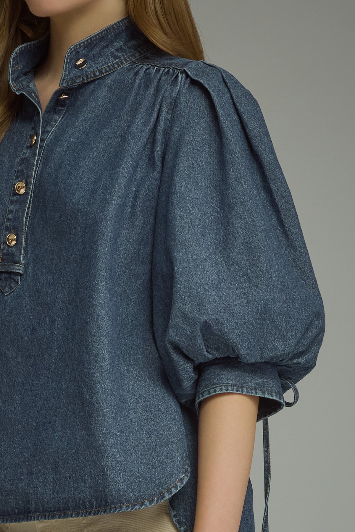 Denim Sleeve Tie Top