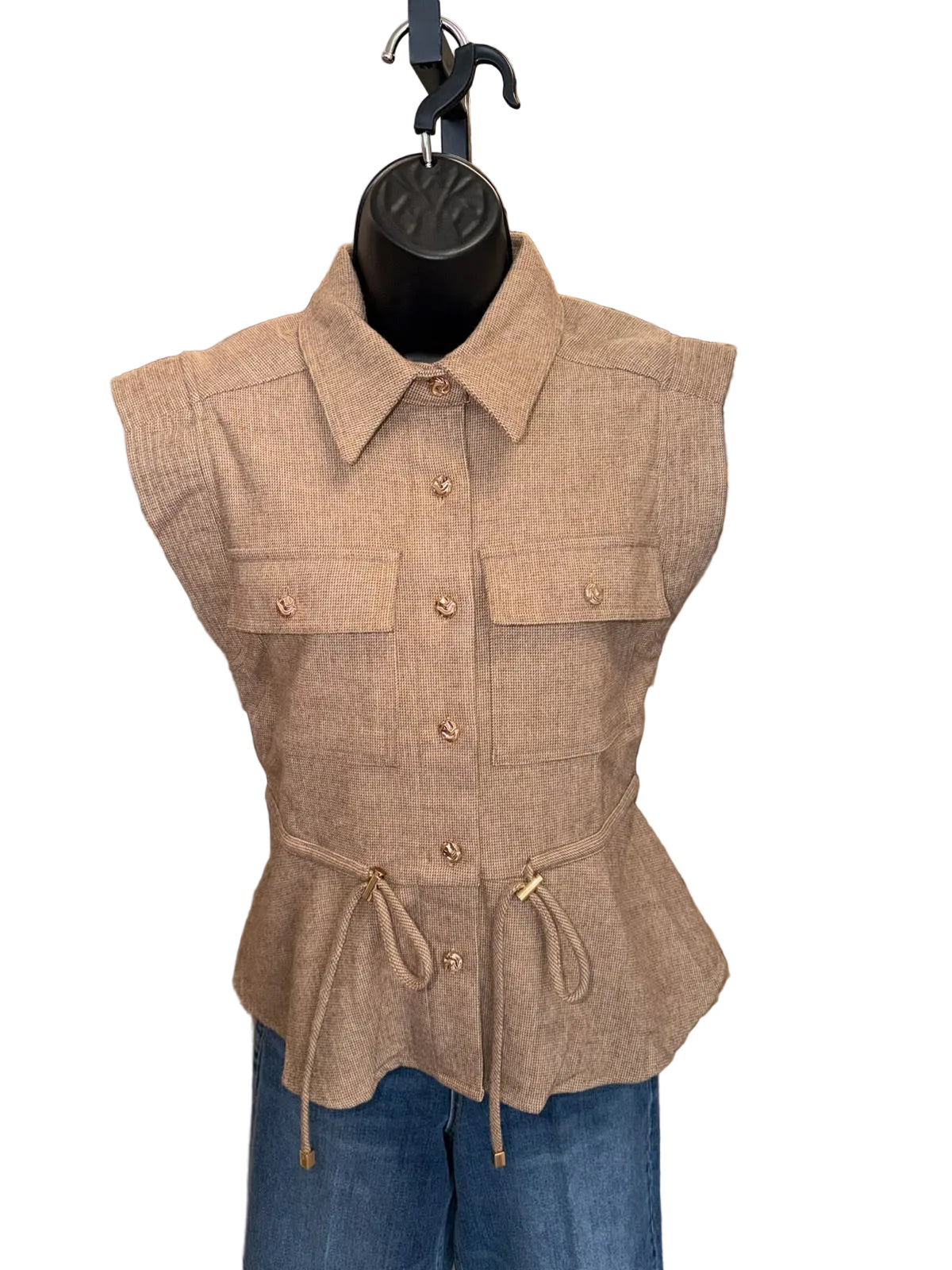 Drawstring Front Pocket Top