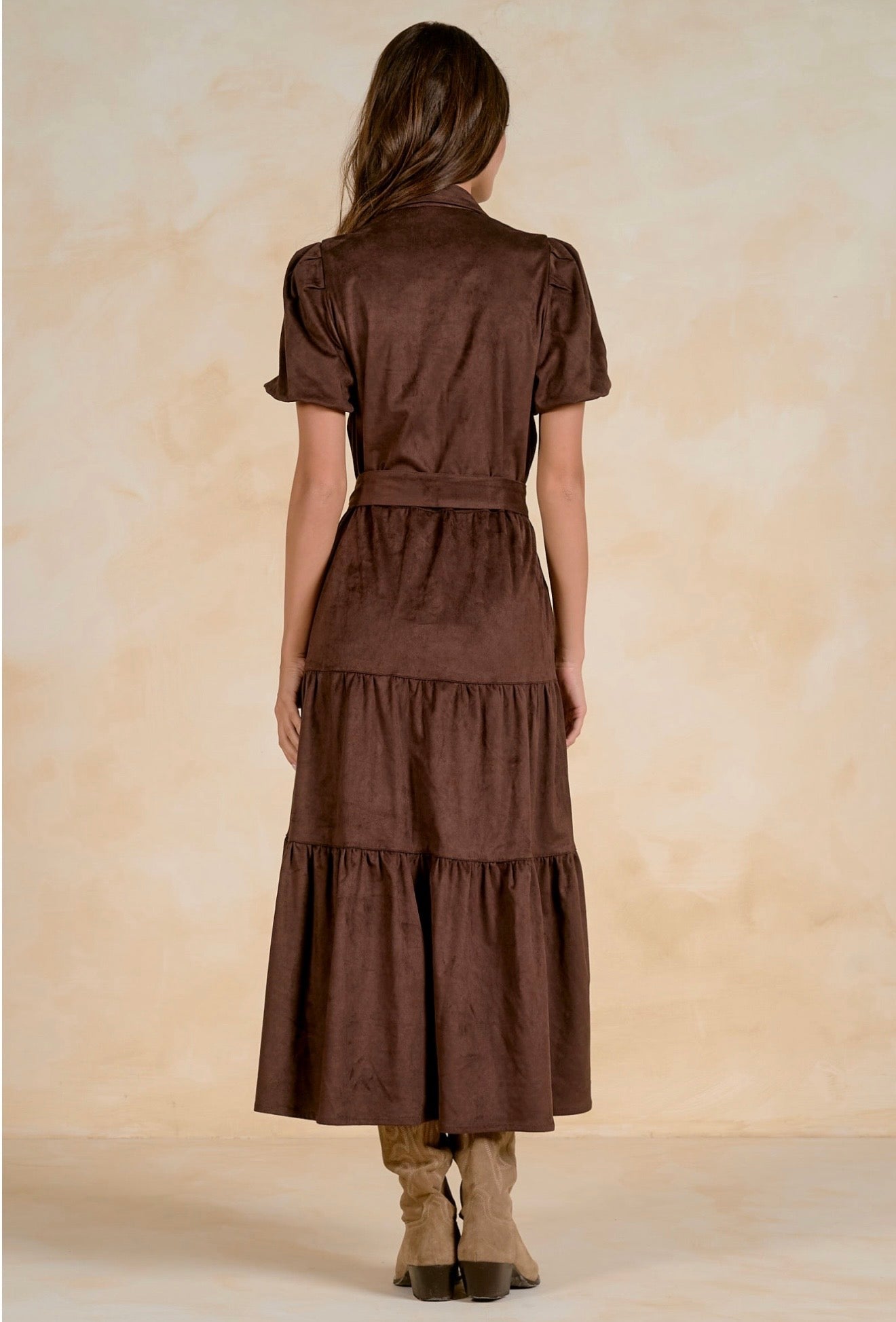 Chocolate Tiered Midi Dress