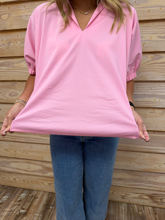 Light Pink V Neck Top