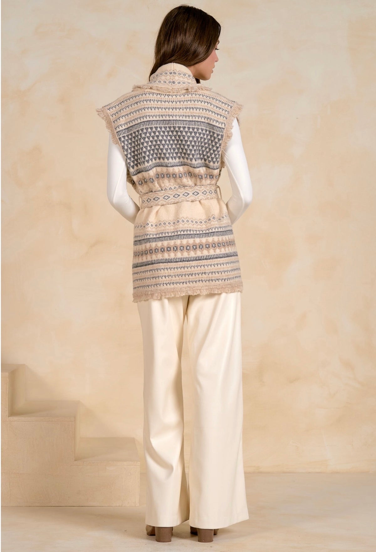 White Multi Sleeveless Cardigan