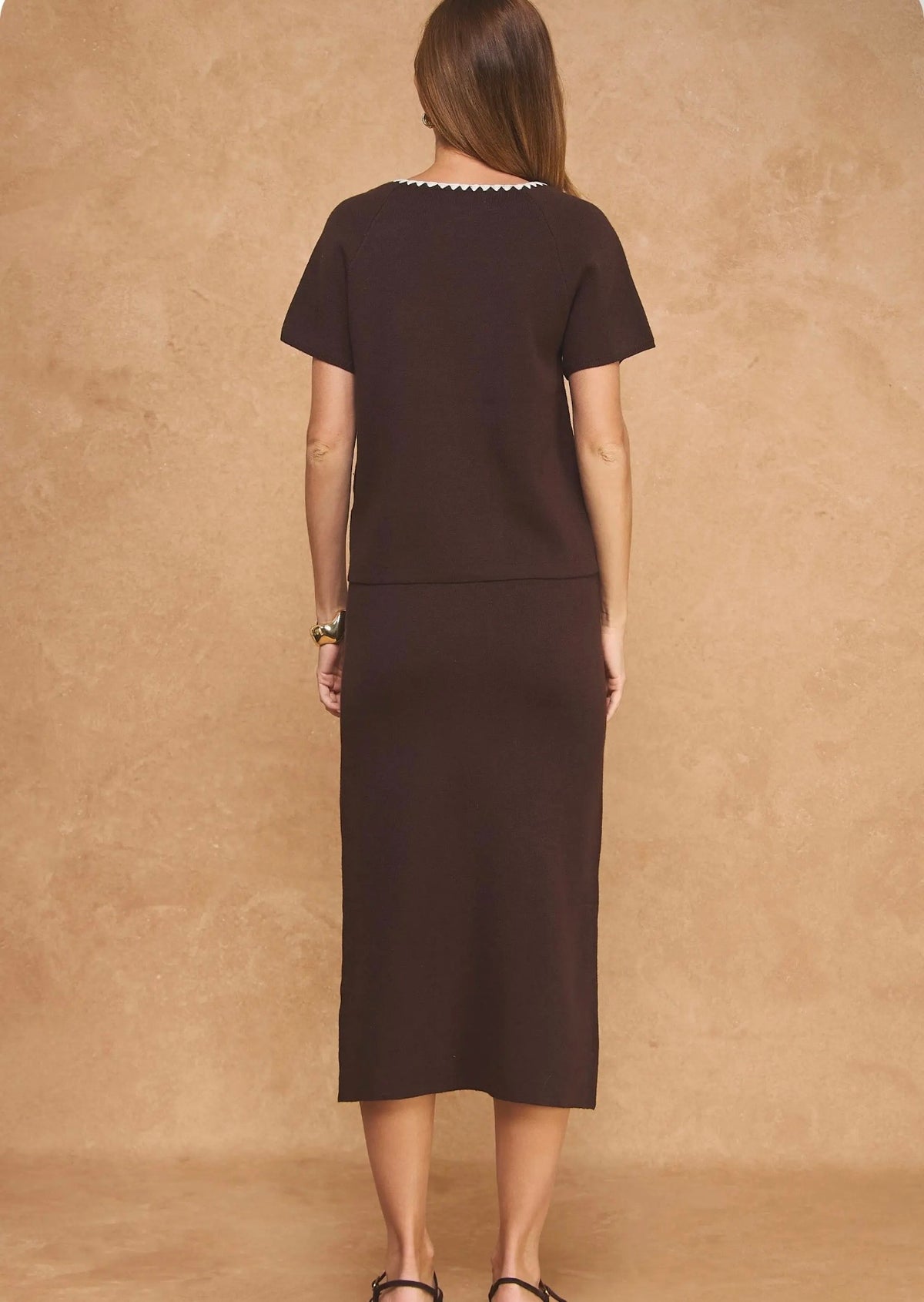 Chocolate Embroider Skirt Set