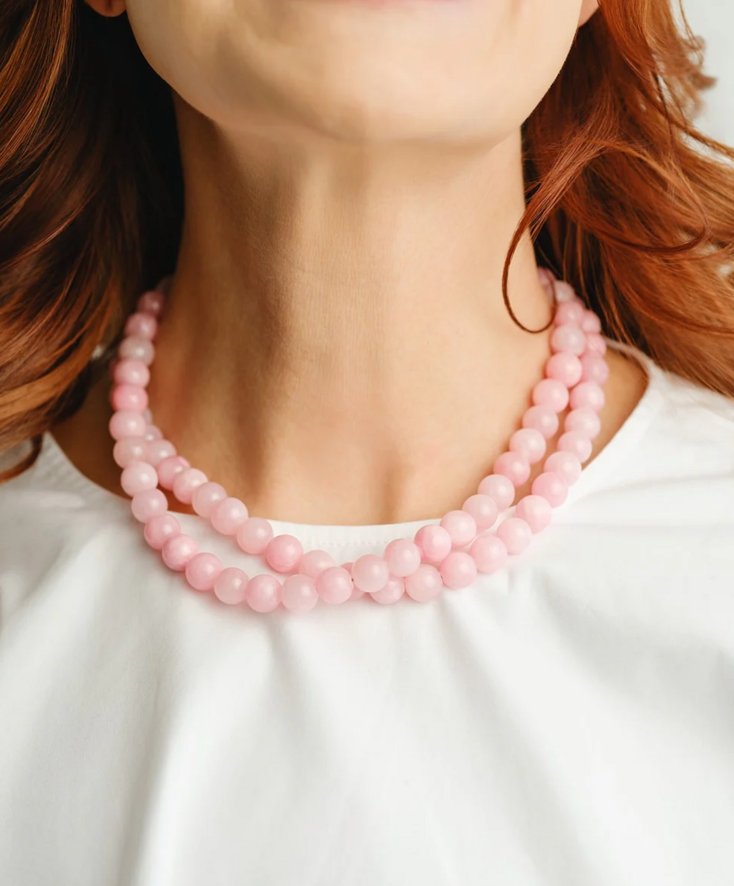 Double Strand Pink Jade Necklace