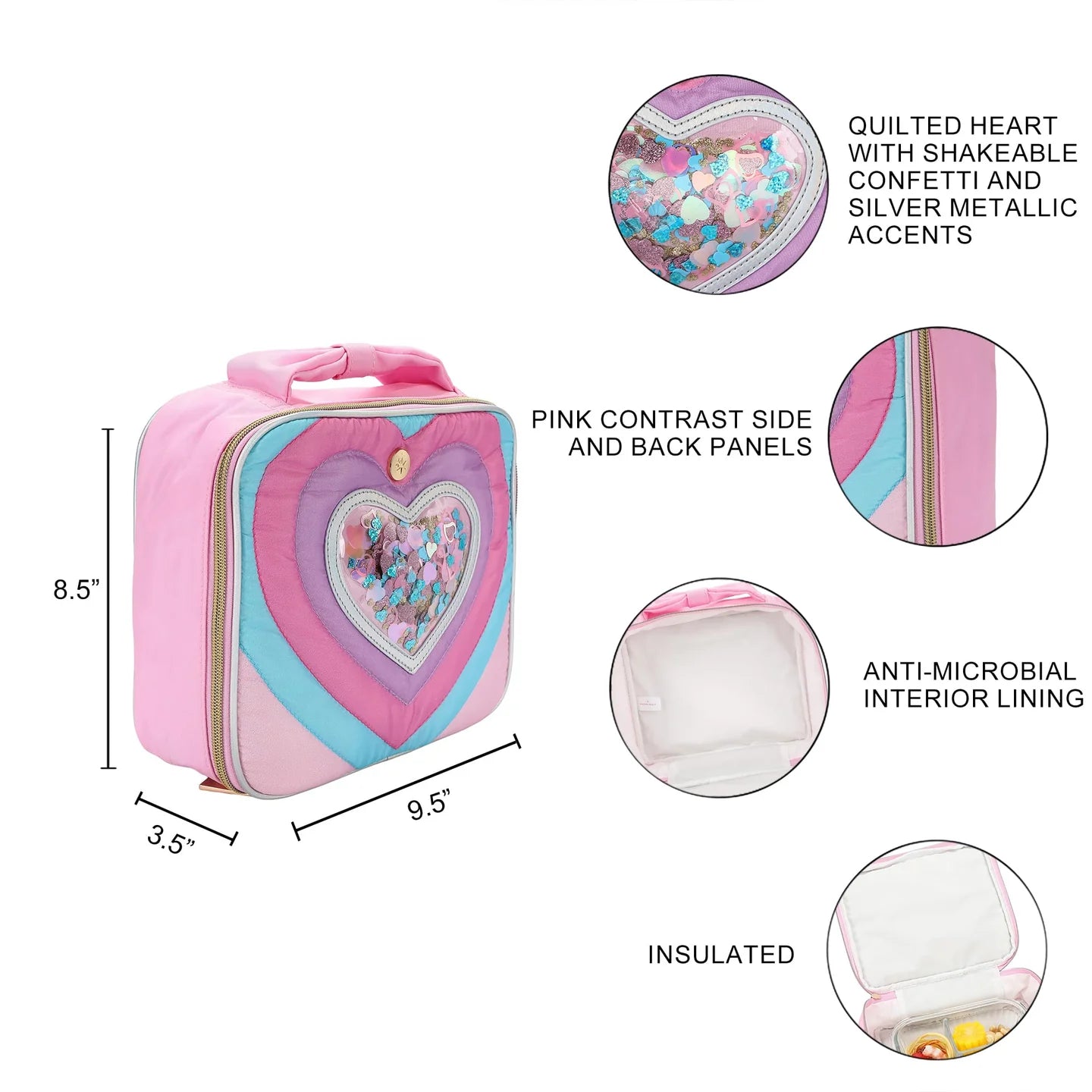 “Taylor” Confetti Heart Insulated Lunch Box